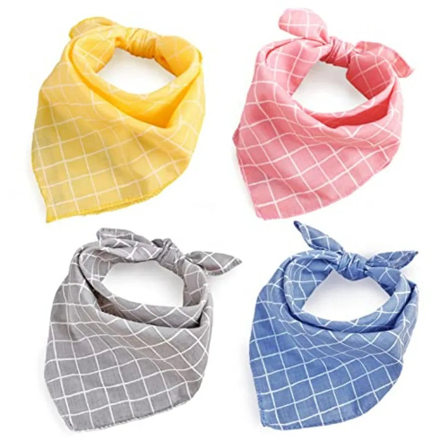 4PCS Spring Dog Bandanas Cat Birthday Cute Soft Cotton Puppy Scarfs Washable Daily Handkerchief Pink Green Blue Orange Comforta