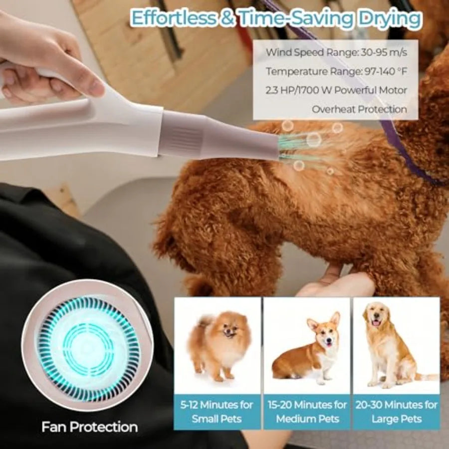 Tangkula Dog Dryer Pet Blow Dryer with Smart LED Touch Screen 4 Nozzles Adjustable Temperature and Airflow Negative Ion Function