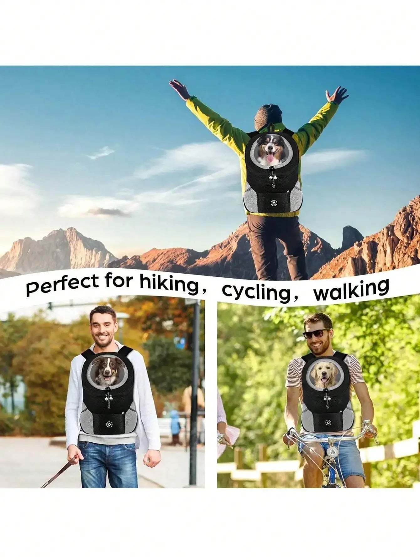 1pc Puppy Dog Front Carrier Pack, Pet Carrier Backpack For Small Medium Dogs Cats, Adjustable Breathable Dog Carrying Backpack For Hiking, Walking, Travel, Cycling And Outdoor Use