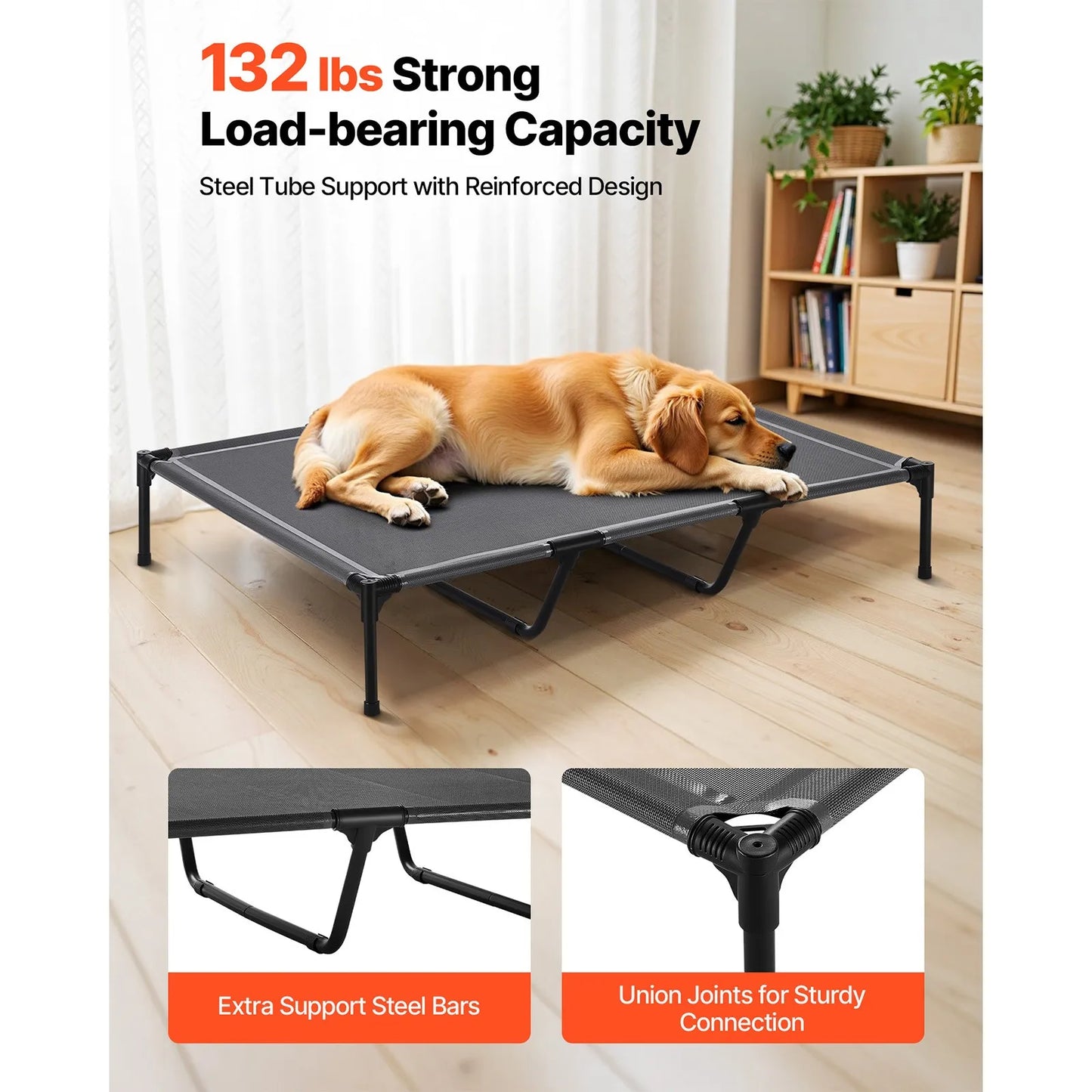 Elevated Dog Bed for Large Dog Portable Raised Dog Cot w/ Metal Frame XL