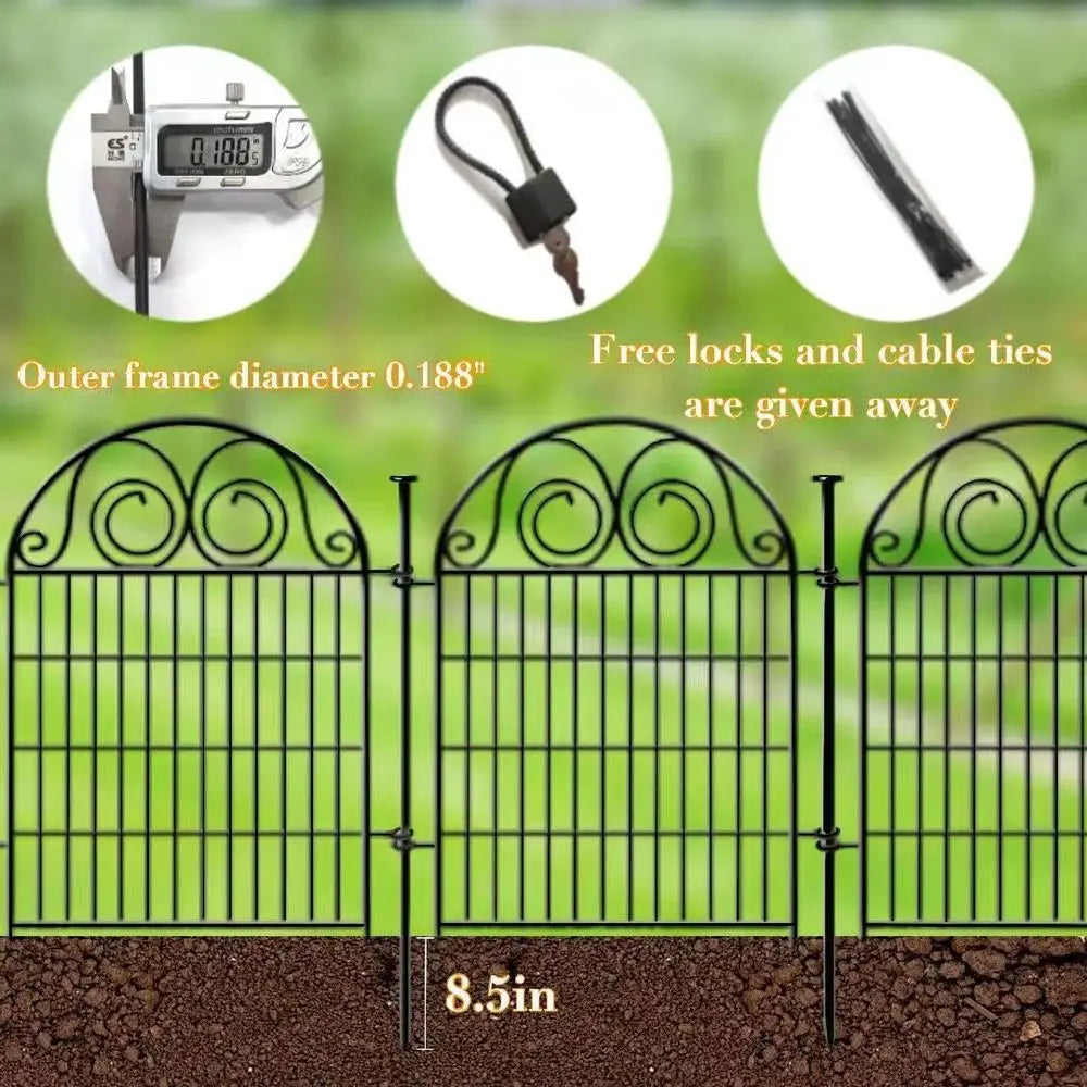 Tall Garden Animal Barrier Fencing with Gate, 40 InchH 20 Panels Total Length 43.7 Ft Outdoor Dog Fence, Picket Fences, Reusabl