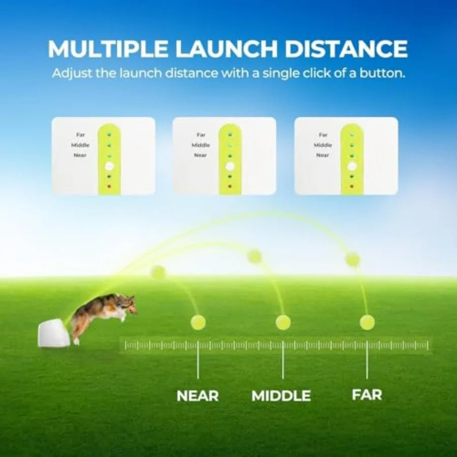 Automatic Dog Ball Launcher, Interactive Fetch Toy for Medium to Large Dogs, Rechargeable Pet Ball Thrower Machine for Outdoor