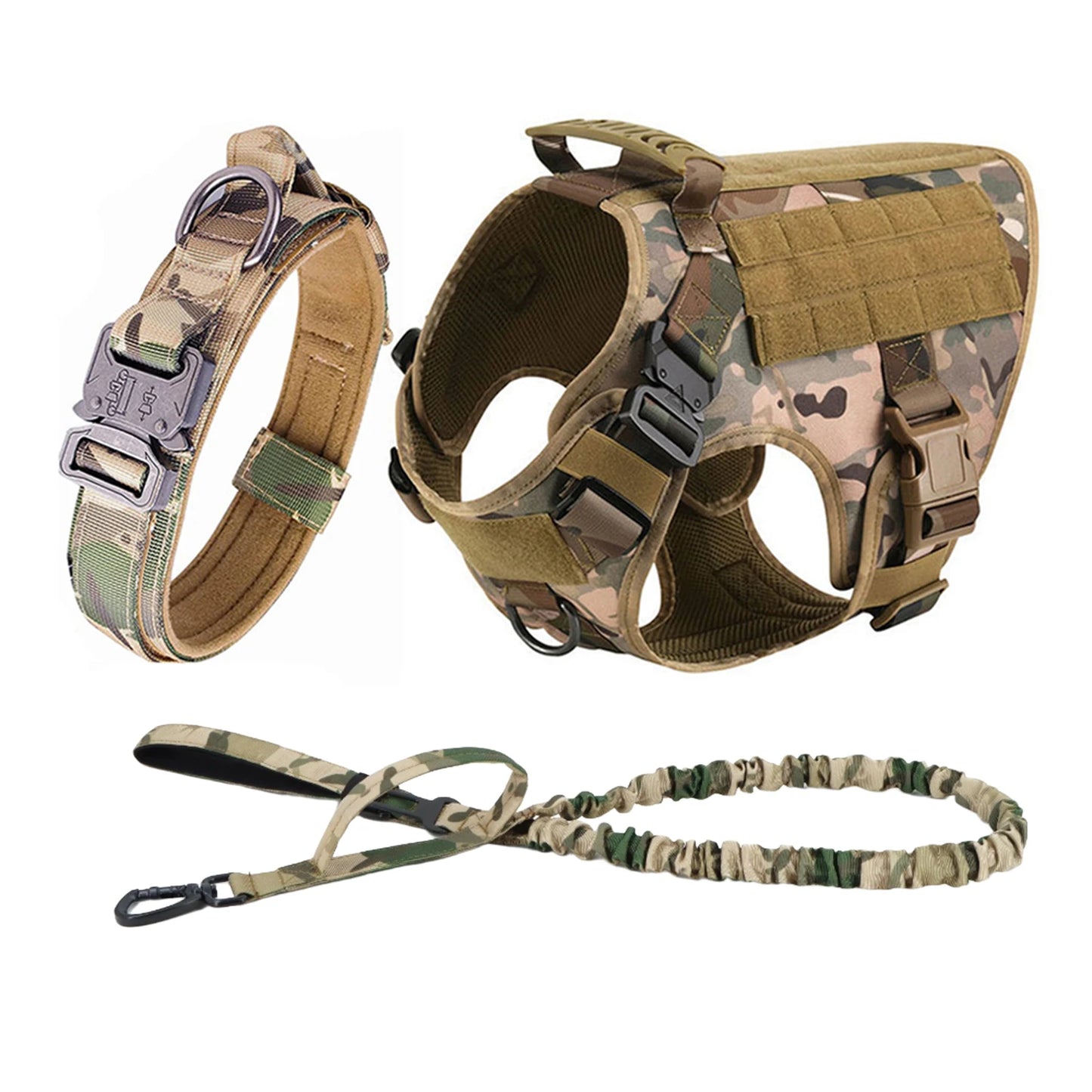 Tactical Dog Harness  Leash Molle Pouches For Medium Large Dogs, German Shepherd Training Walking Vest, Dog Harnesses