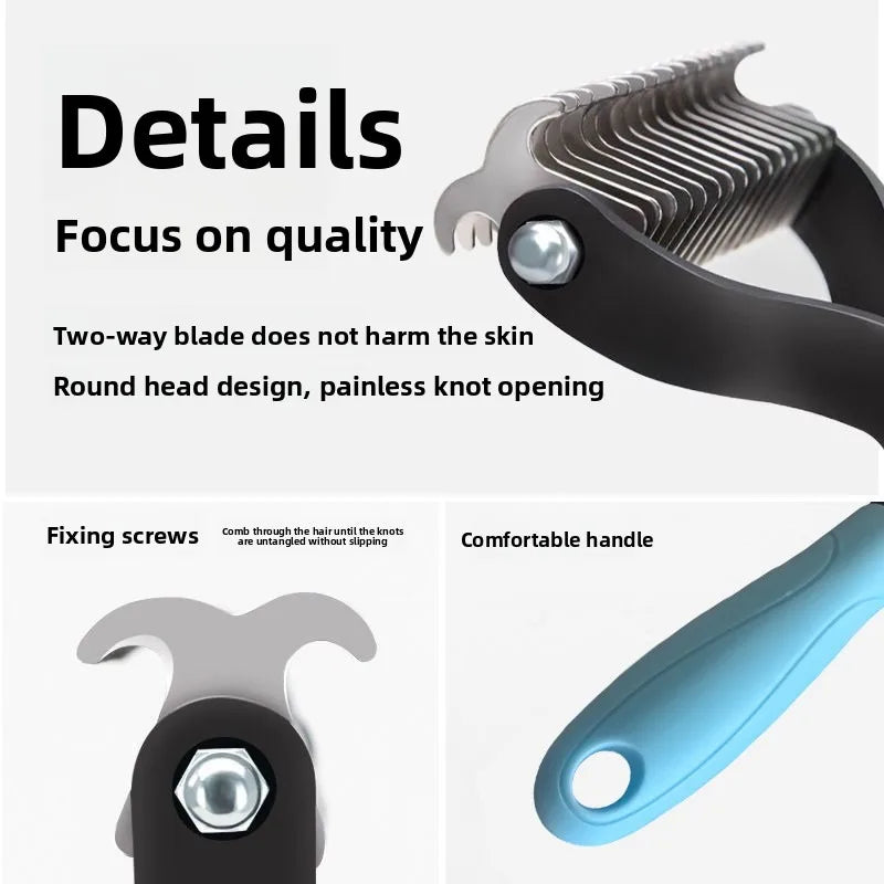 Pet Deshedding Brush Double Sided Pet Grooming Tool for Shedding and Dematting - Stainless Steel Dog Comb with Effective Results
