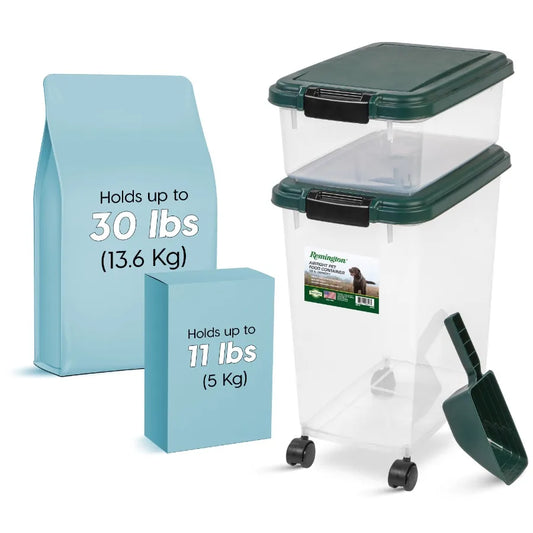Remington, 41 Lbs. Airtight Pet Food Container Dog and Cat Food Storage Bin Treat Box with Scoop