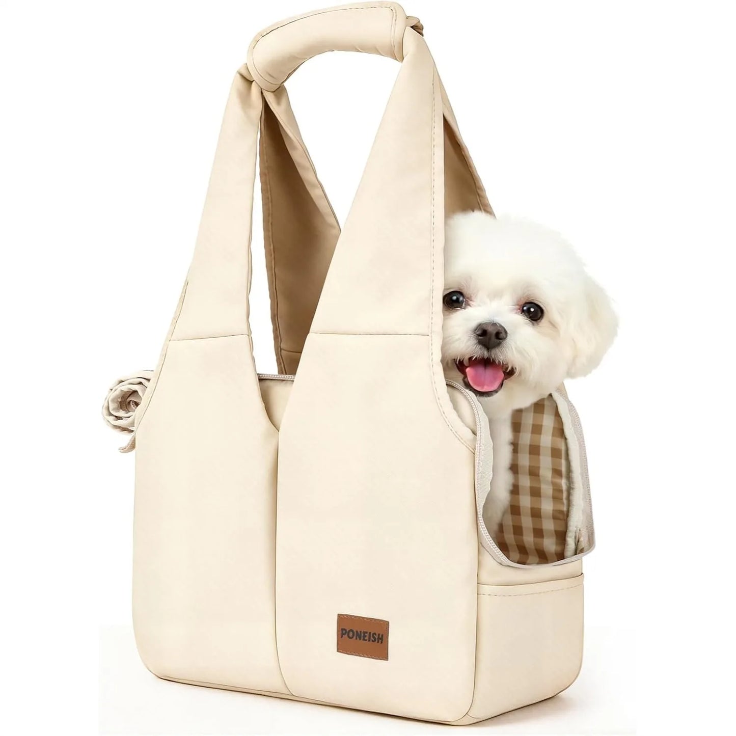 Dog Purse Carrier for Small Dogs and Cats, Soft-Sided Pet Tote Bag with 6 Large Pockets, Collapsible Travel Puppy Carrier