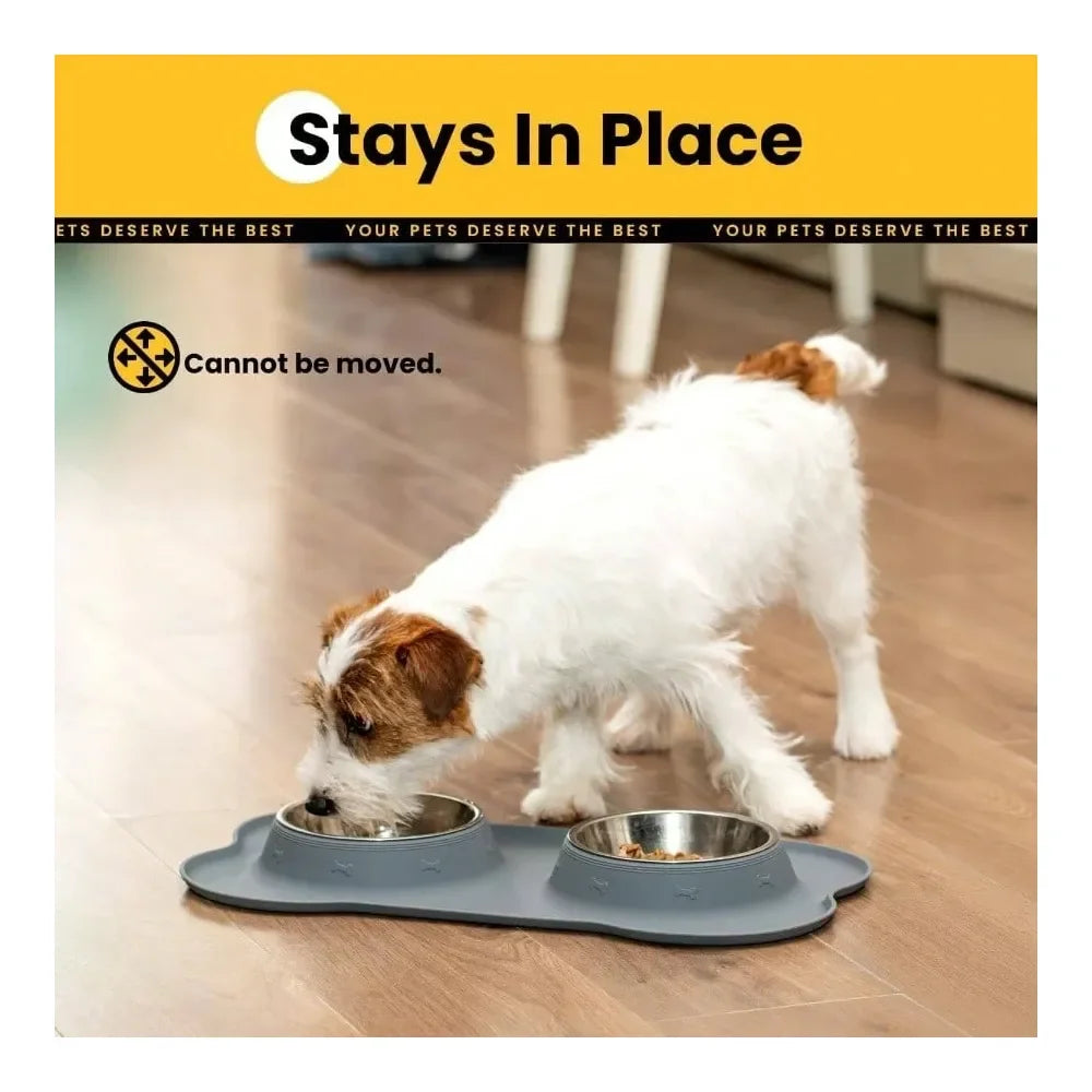 Medium No Spill Food Dish Set, Dishwasher , 2 Stainless Steel Puppy Bowls