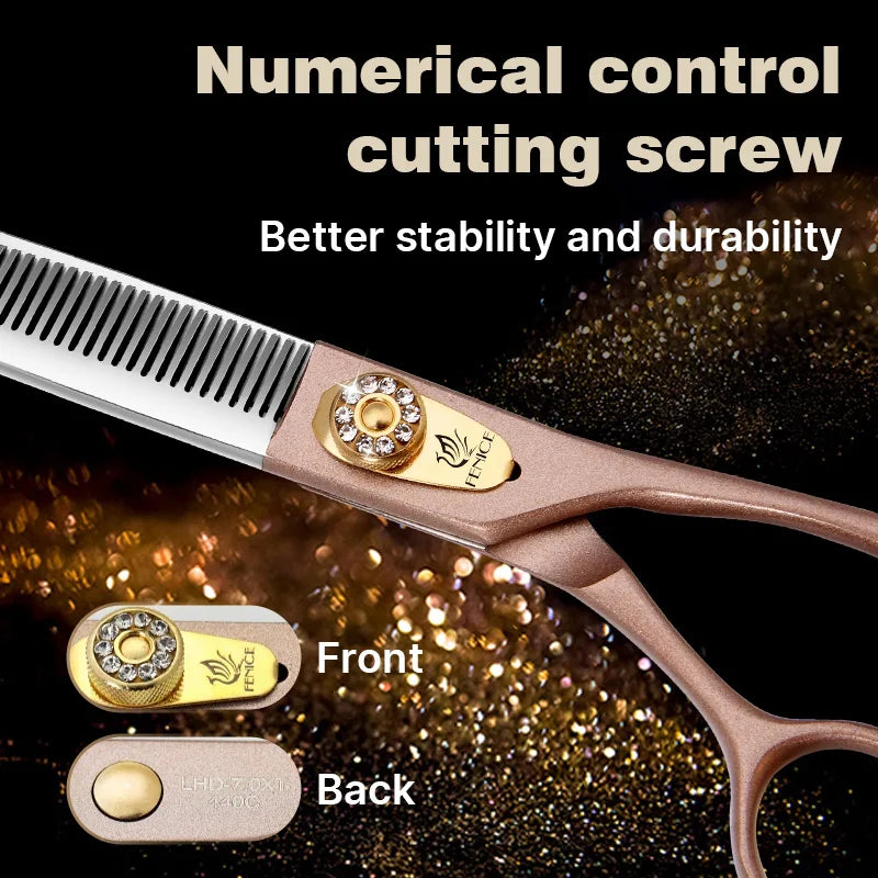 Fenice High-grade 7.5inch JP440C Steel Specials pet grooming thinner scissors Thinning