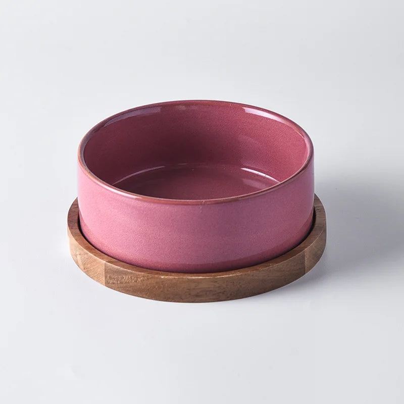 Cat and Dog Ceramic Pet Food Water Feeder Small and Medium-sized Dogs Protection Spine Protection Rollover Prevention