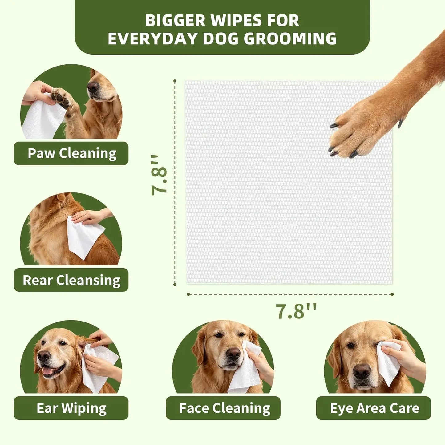 400 Count Unscented Plant-Based Pet Wipes for Paws, Butt & Anal Gland Care, Hypoallergenic Cleansing Wipes for Dogs & Cats