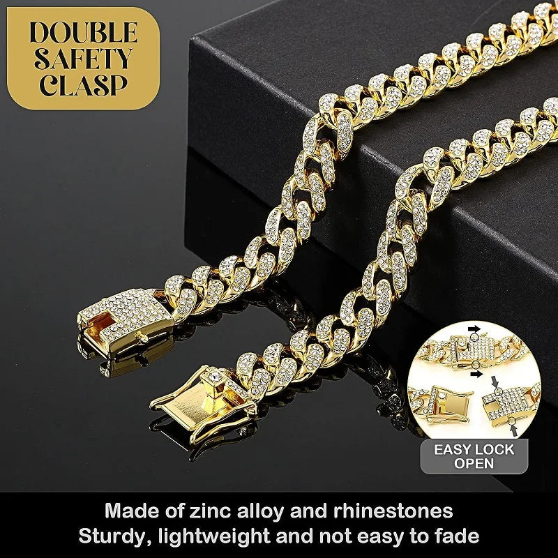 Dog Chain Collar Luxury Gold Pet Metal Chain Collar For Small Medium Large Dogs, Cats
