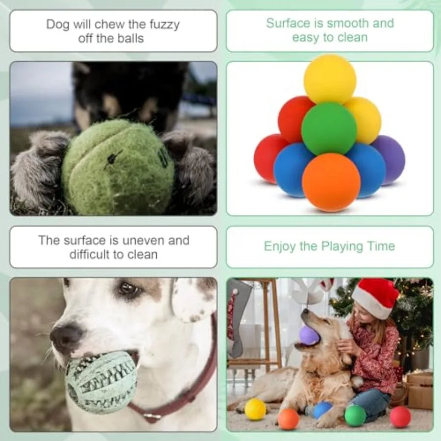 Shappy 24 Pieces Rubber Dog Tennis Balls for Dog Colorful Catching Pet Balls for Fetch Training 2.4 Inch Interactive Bounce and