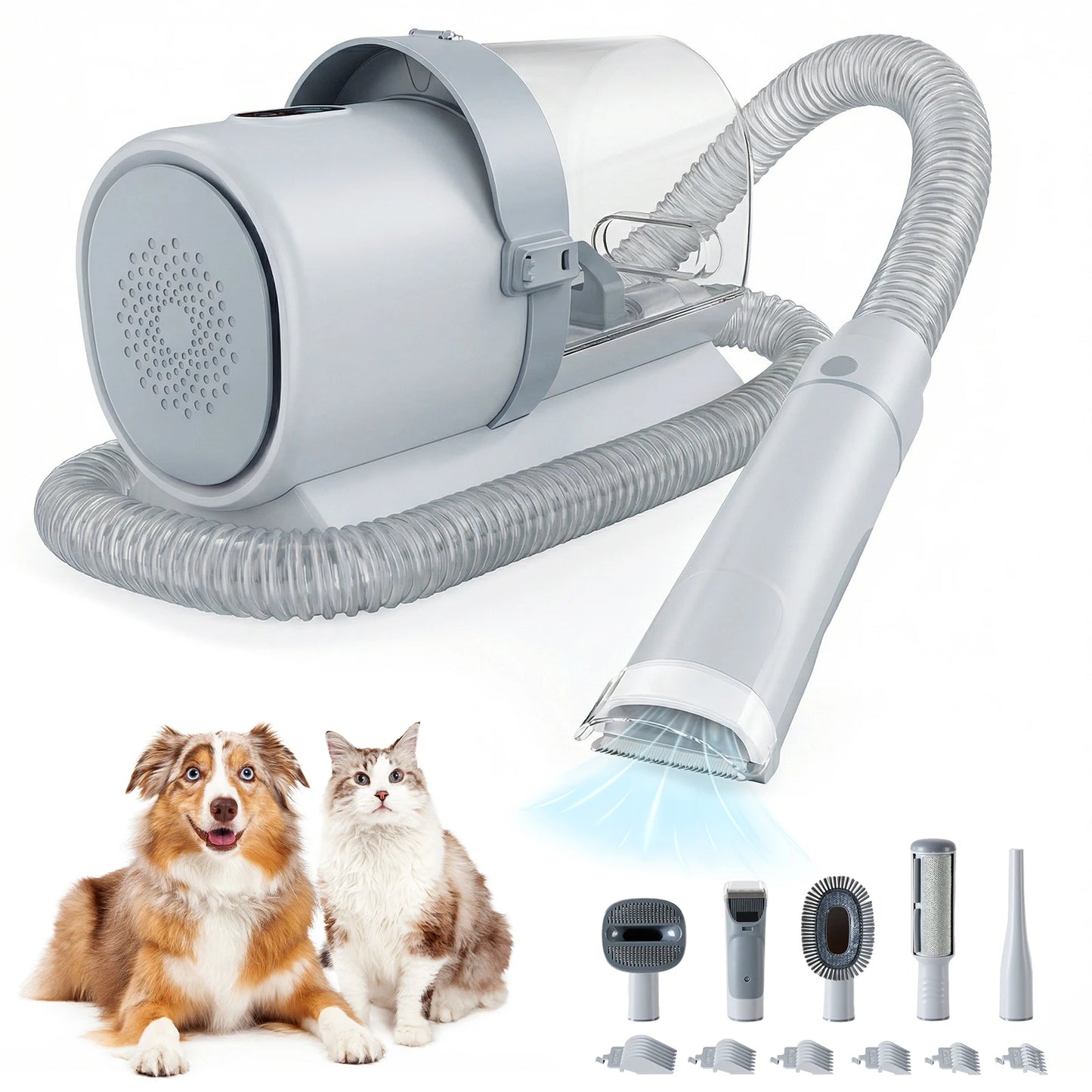 2.5L Professional Pet Grooming Vacuum Kit 3 Suction Modes and 5 Groomer Tools with Cordless Low Noise Dog Clippers