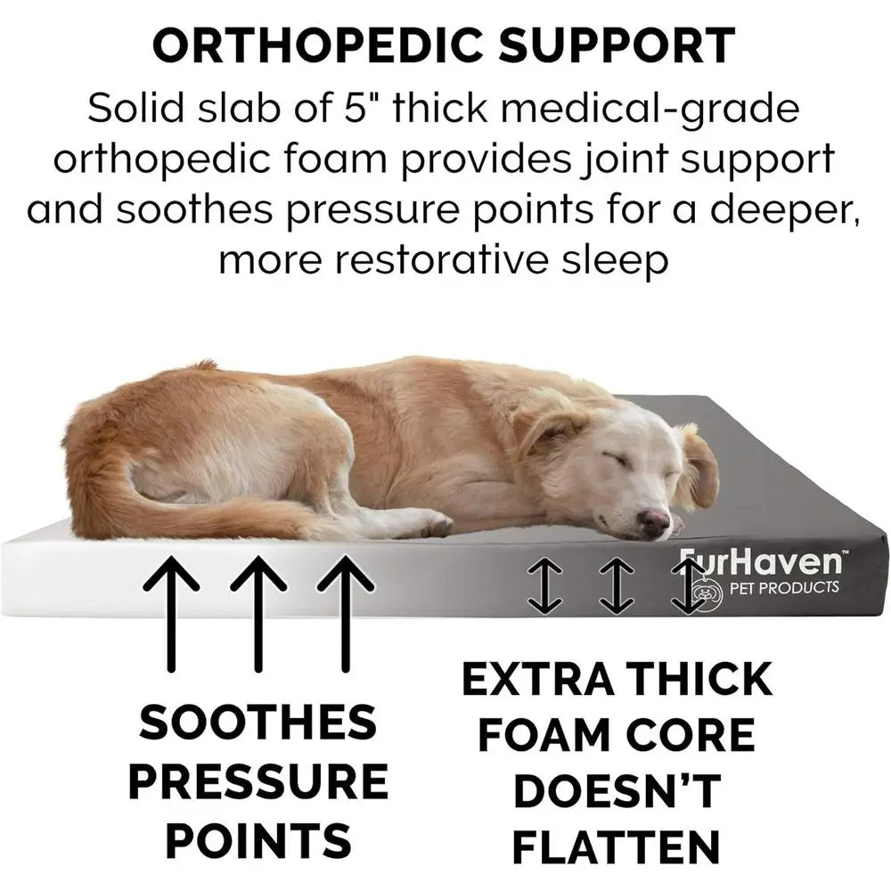 Water-Resistant Orthopedic Dog Bed or Large Dogs w/ Removable Washable Cover, or Dogs Up to 125 lbs - Indoor/Outdoor Logo Print