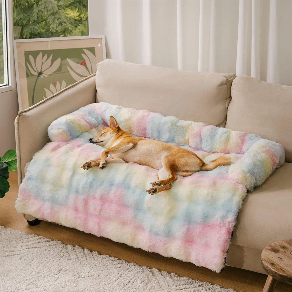Plush Dog Bed Soft Plush Dog Pad, Sofa Couch Pet Furniture Protector Cover, Washable, Blanket Cushion Dog Kennel