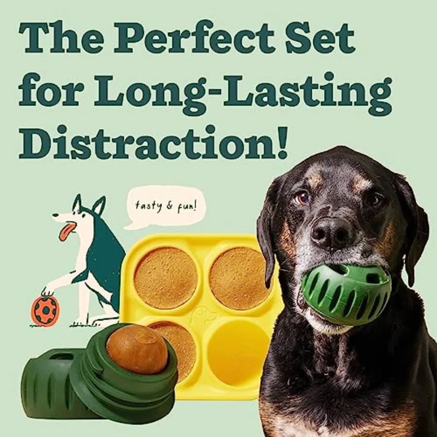 Pupsicle and Treat Tray - Long-Lasting Interactive Dog Ball Toy and Silicone Dog Treat Mold - Keep Your Pup Busy - Easy to Clean