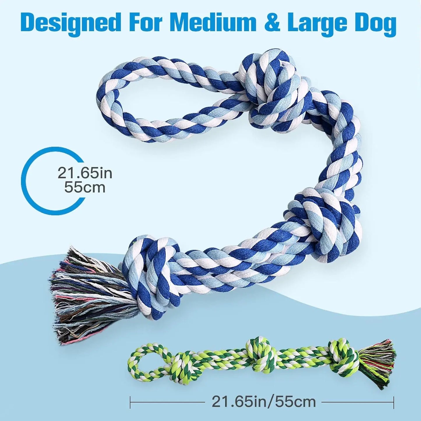 Durable Dog Rope Toys for Medium to Large Breeds, Dental Cleaning Chew and Tug Toy for Boredom Relief