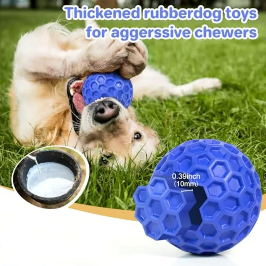 Indestructible Squeaky Dog Ball, Relieves Anxiety, Cleans Teeth, Interactive Chew Toy for Aggressive Chewers, Dog Toy for Breed