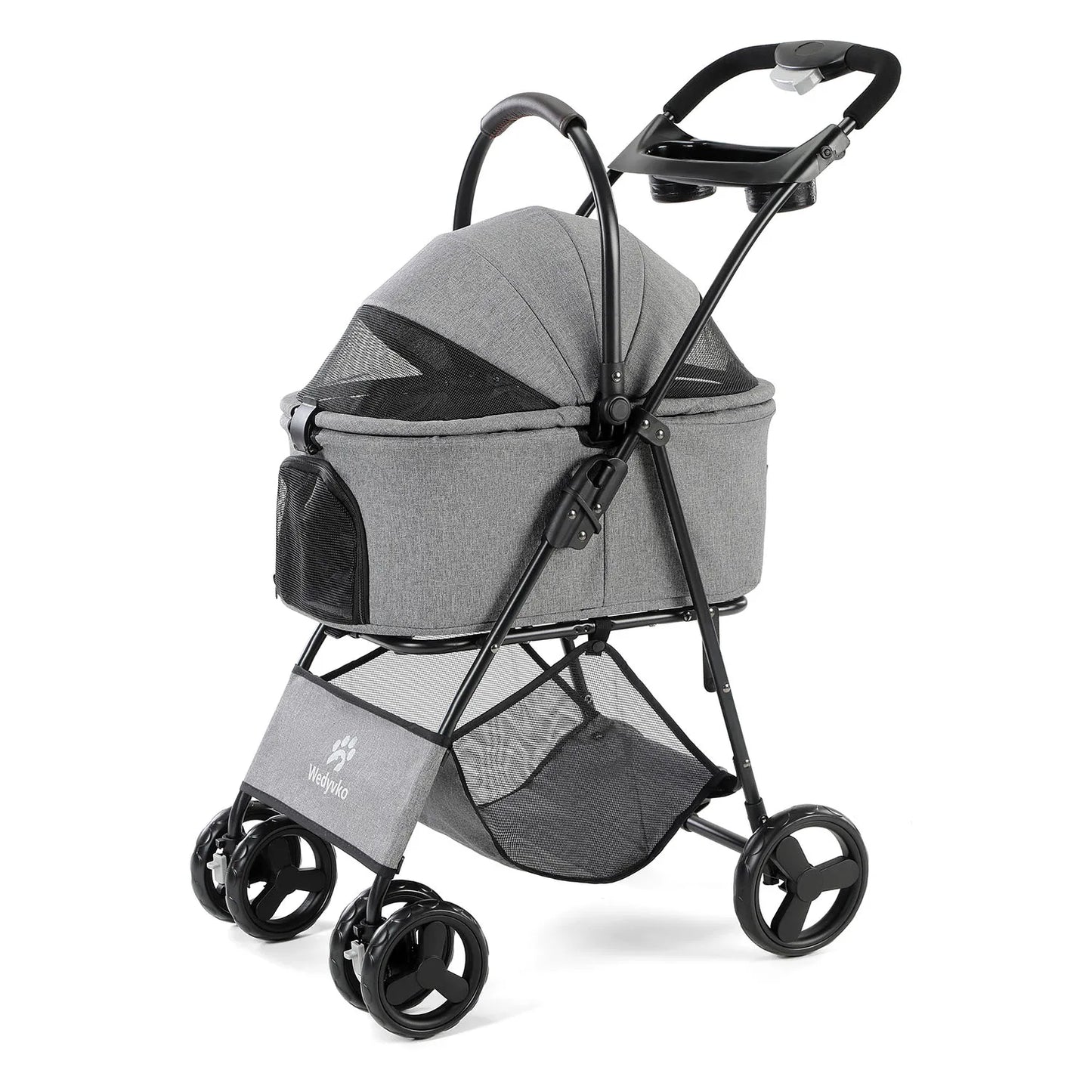 3 in 1 Pet Stroller with Removable Carrier, Folding Stroller for Small/Medium Dogs and Cats, Waterproof, All-Terrain, with Sun Shield