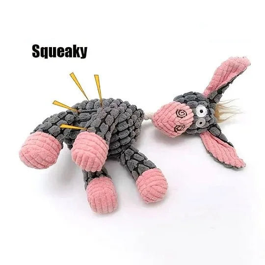Plush Squeaky Puppy Chew Toys Interactive Teething Training Dog Toys for Small Dogs Cute Donkey Design
