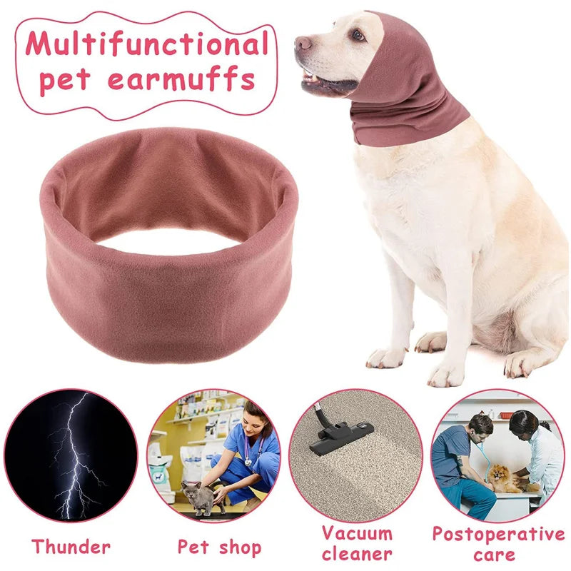 Dog Grooming Earmuff Warm Headband Ear Cover Neck Hat Noise Cancel Scarf Collar Soundproof Anxiety Pet Bath Quiet Dry HeadSleeve