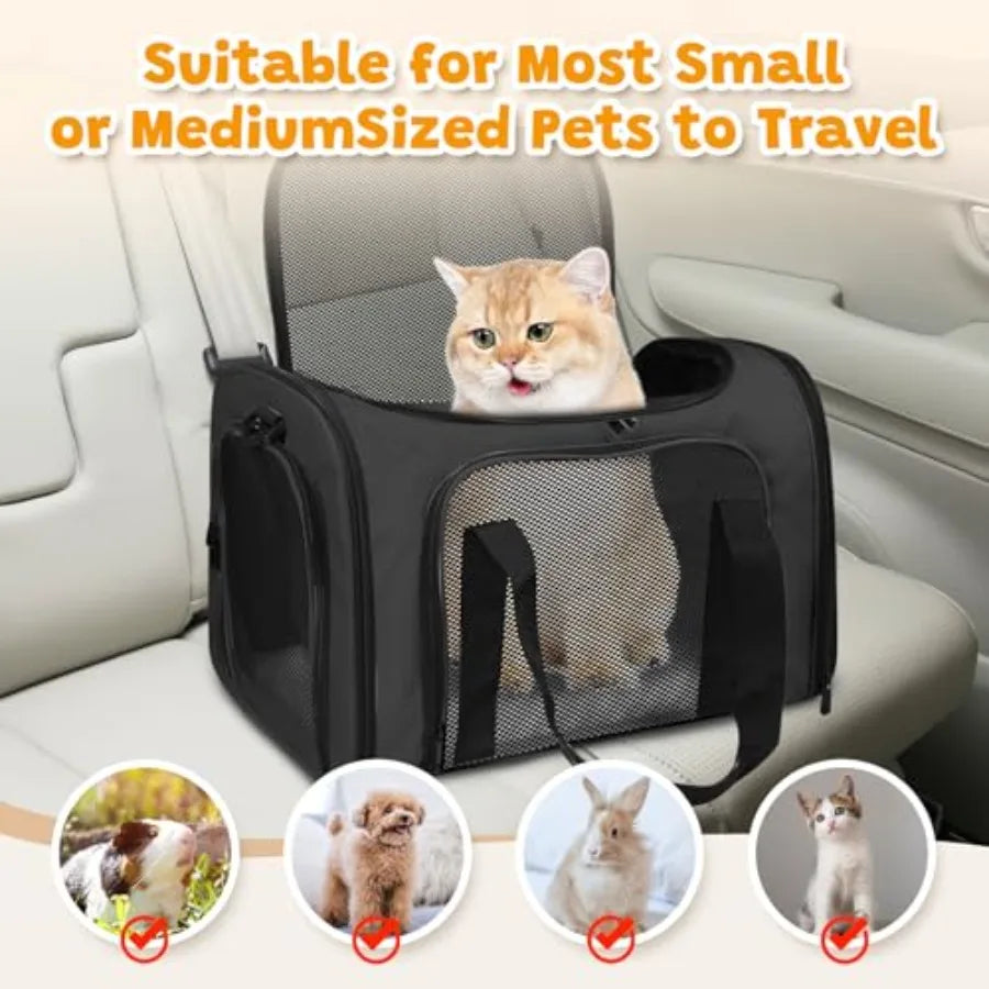Soft Cat Carrier for Pets Up to 25 Lbs Travel Bag with Padded Shoulder Strap Soft-Sided Pet Dog Carrier for Small Dogs Puppy