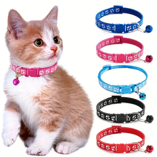 Fashion Pet Cats Collar Colorful Pattern Cute Bell Adjustable Collars for Cats Kitten DIY Ring Necklace