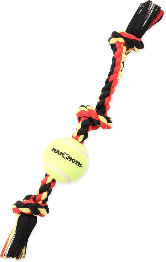 Premium Cotton-Poly Tug Toy for Medium Dogs, Interactive Rope with Tennis Ball - 20", Multi-Color