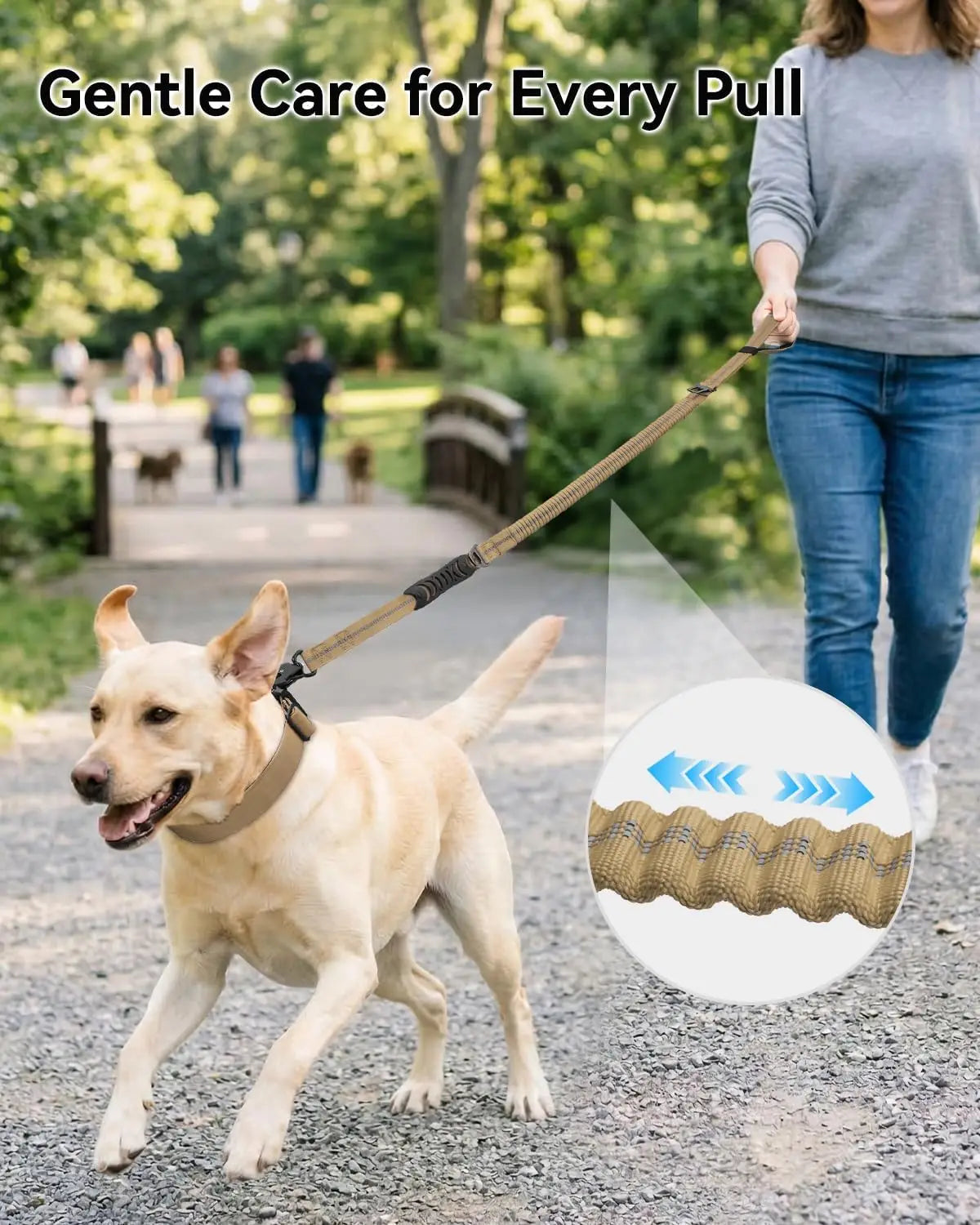 Heavy Duty Tactical Dog Leash with Shock Absorbing Bungee, 4-6FT, Padded Handles & Metal Clip for Medium to X-Large Dogs