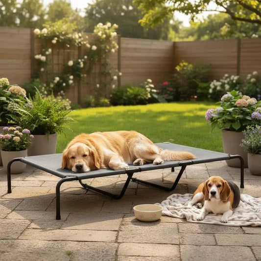 Outdoor Dog Bed, Elevated Dog Bed for Large Dogs, with Washable Mesh Steel Frame, Dimensions: 152 X 94 X 23 Cm, Grey.