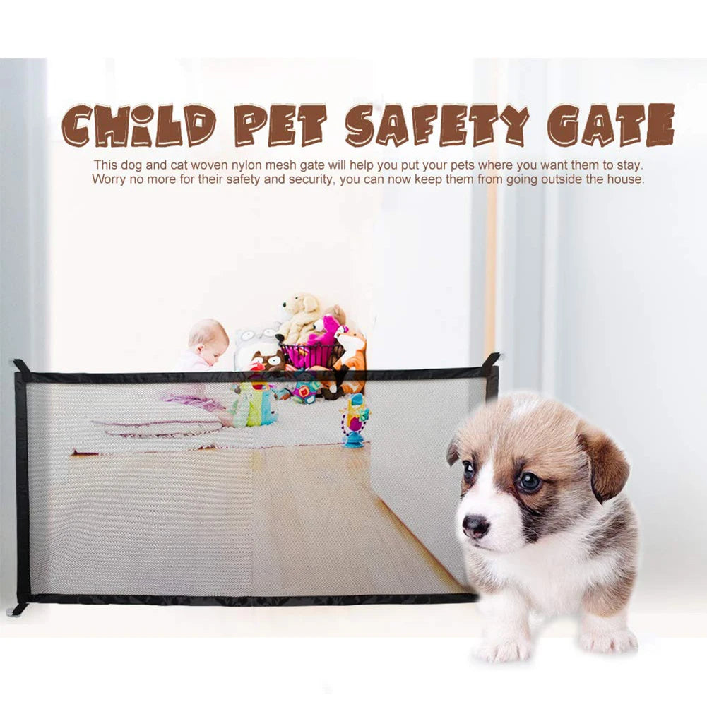 Folding Dog Fence Pet Safety Gate Stair Mesh Enclosure Net Portable Dog Fences for Household Animal Dogs Decoration