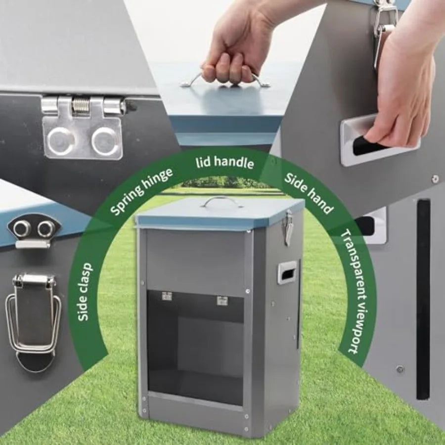 Automatic Dog Feeder with Handle25 Pounds Large Breed Indoor or Outdoor Auto Dog Food Dispenser Galvanized Gravity Livestock Au