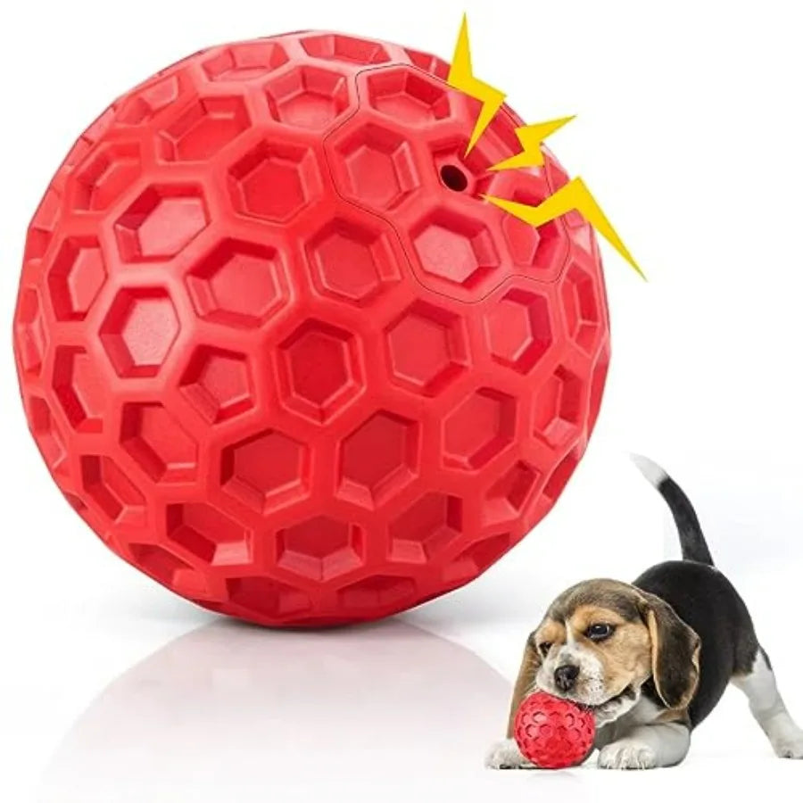 Indestructible Squeaky Dog Ball, Relieves Anxiety, Cleans Teeth, Interactive Chew Toy for Aggressive Chewers, Dog Toy for Breed