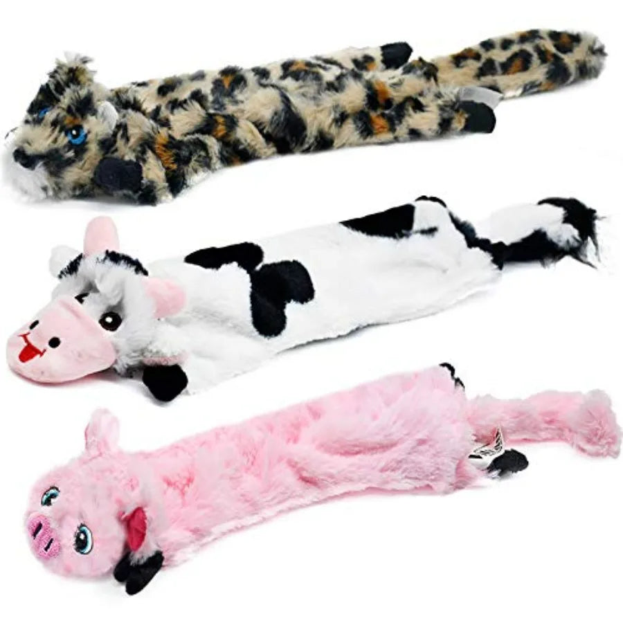 Dog Squeaky Toy No Stuffing, Dog Toys Crinkle Puppy, Durable Chew Plush Cute Animals Natural for Teething Pet