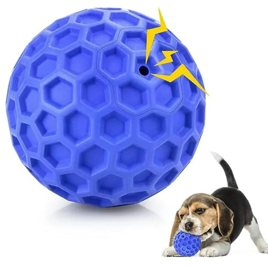 Indestructible Squeaky Dog Ball, Relieves Anxiety, Cleans Teeth, Interactive Chew Toy for Aggressive Chewers, Dog Toy for Breed