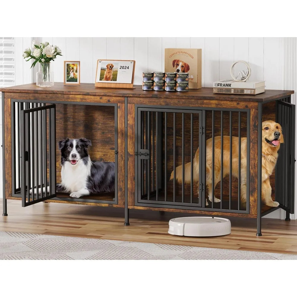 Dog Crate Furniture fo Dogs, Heavy Duty Single/Double Dog Crates for Small/Medium/Large Dogs, Dog Kennel Furniture