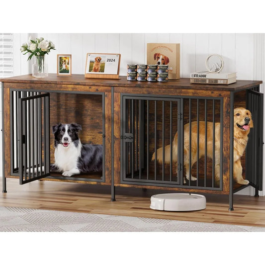 Dog Crate Furniture fo Dogs, Heavy Duty Single/Double Dog Crates for Small/Medium/Large Dogs, Dog Kennel Furniture