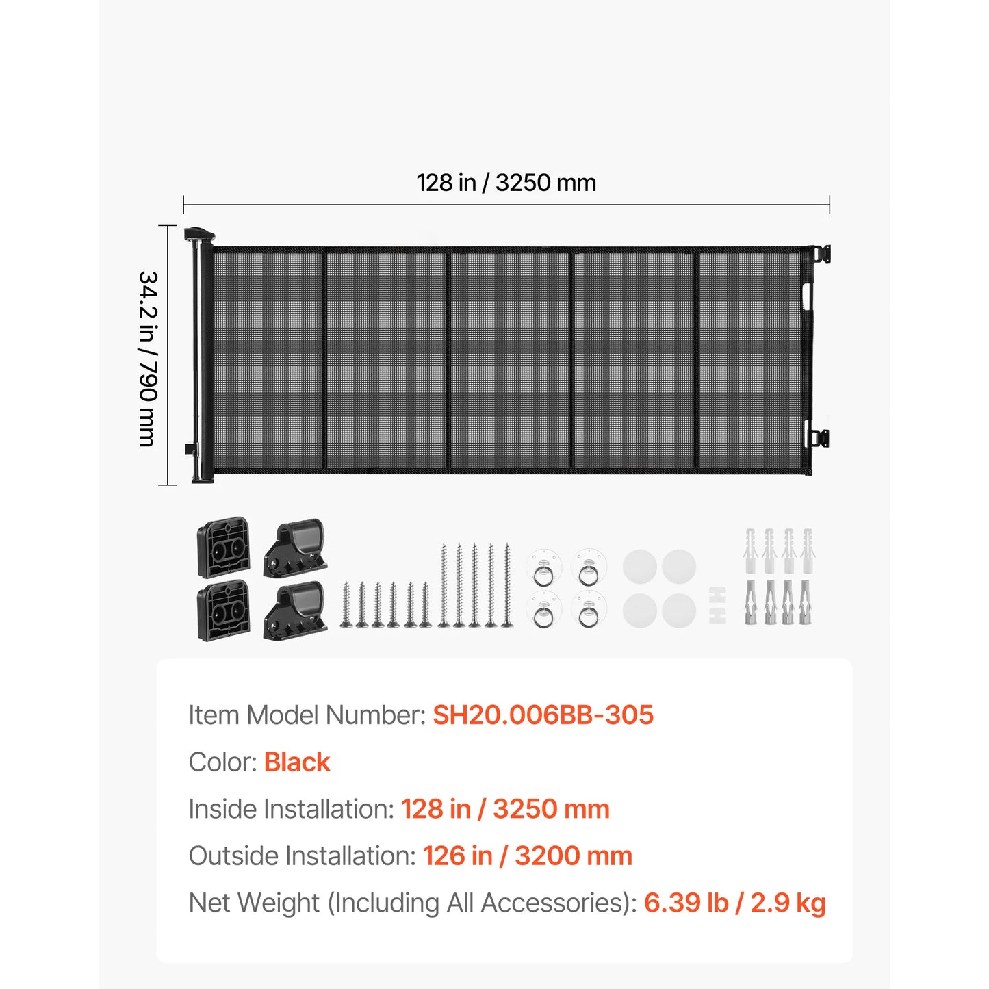 Retractable Baby Gate with Security Lock Walk Through Without Tripping Mesh Dog Gate for Stairs Hallways Indoor/Outdoor