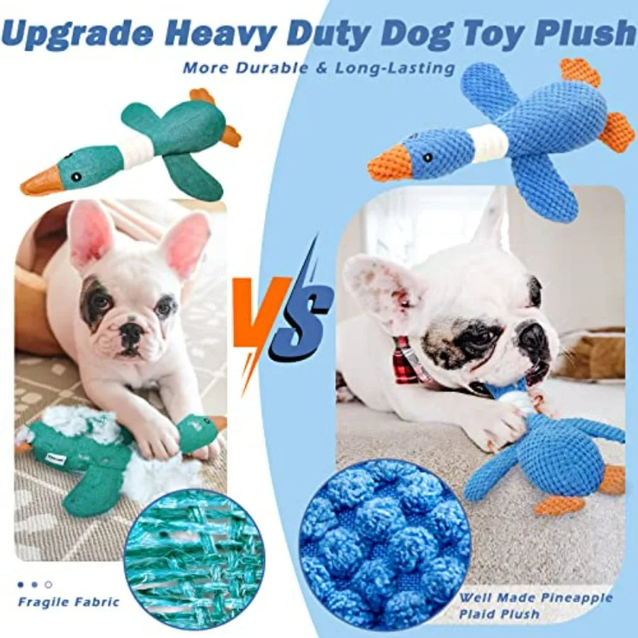 Upgraded Goose Indestructible Dog Toys for Aggressive Chewers Small Medium Large Breed, Crinkle Squeaky Plush Dog Puppy Chew Toy
