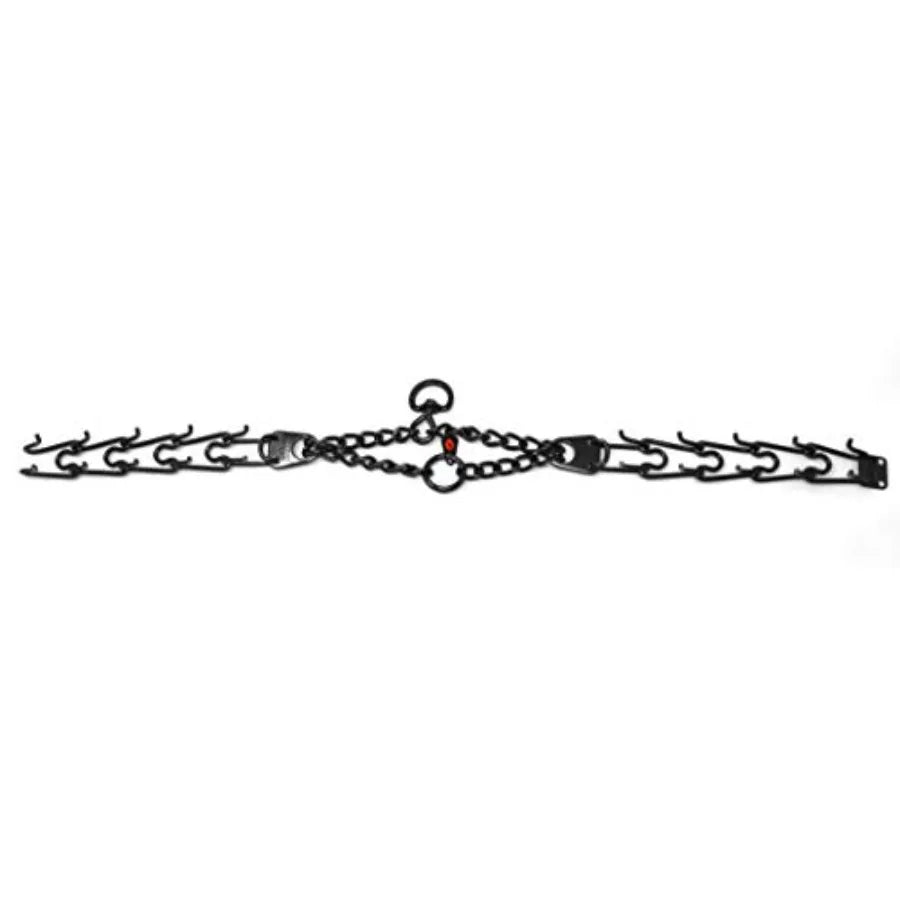 Dog training collar for anti-pull use, stainless steel prong, black color, 3.2 mm thickness, 23 in length, swivel